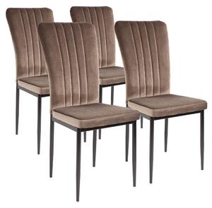 Židle do jídelny Albatros se sametovým potahem sada 4 MODENA, hnědá - stylový vintage design, elegantní čalouněná židle k jídelnímu stolu - židle do kuchyně nebo jídelny s vysokou nosností