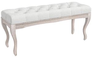 HOMCOM Lavice na konci postele s dřevěnými nohami a polstrovaným sedákem Nosnost 120 kg, Lavice do předsíně 110x37x49 cm, Krémová | Aosom