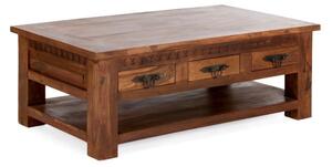 Masivní konferenční stolek Rustic I z palisandru, lakovaný, hnědý – 120×70×45 cm