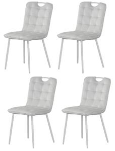 Jídelní židle Casa Dolce MILINDA, sada 4 ks, šířka 47 x hloubka 58,5 x výška 86 cm, sametové čalounění, bílá