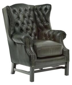 Masivní křeslo Chesterfield Kingsfield ušák z pravé kůže, zelené – 89×79×104 cm
