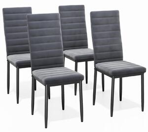 Sada 4 jídelních židlí Bealife TB40 - ergonomické opěradlo, sametový potah ve světle šedé/tmavě šedé barvě | Moderní design
