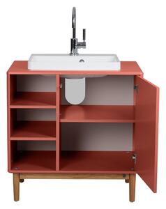 Červená závěsná skříňka s umyvadlem bez baterie 80x62 cm Color Bath – Tom Tailor