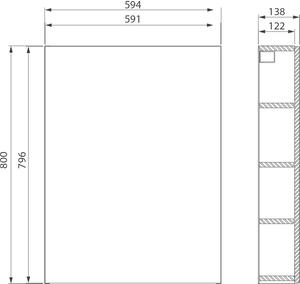 Cersanit City skříňka 59.4x13.8x80 cm boční závěsné bílá S584-021-DSM