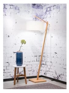 Stojací lampa s bílým stínidlem a konstrukcí z bambusu Good&Mojo Andes