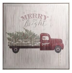 Vintage nástěnný obraz s autem a led světýlky Merry Bright - 60*2,5*60 cm