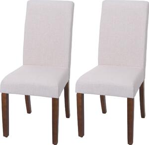 Sada 2 jídelních židlí HWC-O65f, kuchyňská židle čalouněná židle, Chesterfield látka/textil (280 g/m²), bílá
