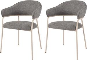 Rebecca Mobili Židle Cadetia 82,5x57x56,5 Polyesterová tkanina Steel Grey White Moderní SET 2 kusů