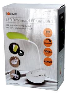 SOLIGHT LED stolní stmívatelná lampička s klipem, 5W, denní bílá, 3 barevné kryty WO42
