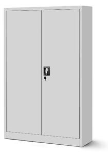 Plechová policová skříň KEVIN, 900 x 1400 x 400 mm, šedá