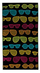 Plážová osuška VELUR brýle černopestrá 95 x 185 cm