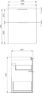 Cersanit City skříňka 59.4x44.7x72 cm závěsná pod umyvadlo bílá S584-017-DSM