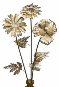Zapichovací zahradní dekorace Flowers, sada 3ks, 74 cm, kov, zlatá