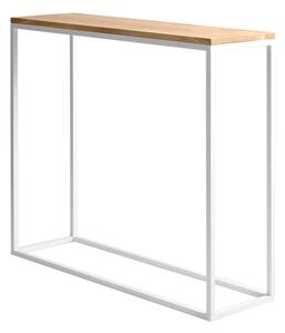 Bílý konzolový stolek s dubovou deskou CustomForm Julita