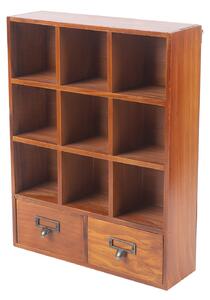 Dřevěný regál Vintage Desktop Display Case Vysoce kvalitní úložný regál Vitrína s 2 zásuvkami