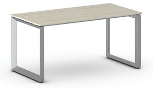 Kancelářský stůl PRIMO INSPIRE, šedostříbrná podnož, 1600 x 800 mm, dub přírodní