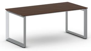 Kancelářský stůl PRIMO INSPIRE, 180x90 cm, šedostříbrná podnož, ořech