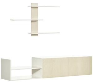 HOMCOM Televizní stolek do obývacího pokoje s televizním stolkem 150x31,5x40 cm a nástěnnou policí 95,5x16x60 cm Moderní přírodní styl | Aosom