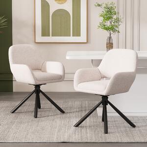 Sweiko Swivel,tkanina Sherpa,sada 2 kusů,s područkami,moderní a elegantní,jídelní židle,bílá