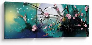 Obraz - Strom, grafika (s hodinami) (90x30 cm)