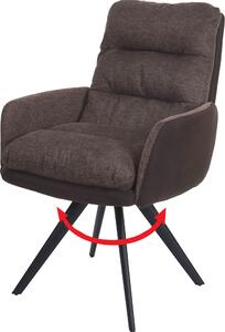 Jídelní židle HWC-G66, kuchyňská židle židle, otočná automatická poloha látka/textil MVG hnědá-tmavě hnědá, s područkou