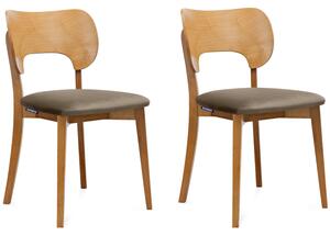 Jídelní židle Konsimo LYCO 2 ks rám z masivního dřeva, béžová barva, látka/dřevo, skandinávský styl, 47x80,5x45 cm