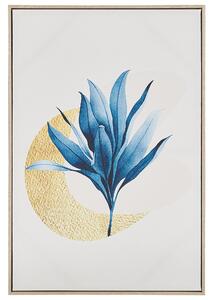 Zarámovaný obraz na plátně květinový motiv 63 x 93 cm béžová a modrá CORVARO