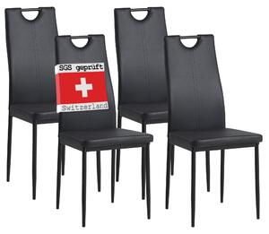 Židle do jídelny Albatros SALERNO sada 4 kusů, černá - elegantní italský design, čalouněný potah z umělé kůže, moderní a stylové k jídelnímu stolu - židle do kuchyně, židle do jídelny s vysokou nosností