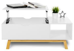 Konferenční stolek SCANDI - bílý - s výklopnou částí