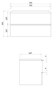 Cersanit Virgo skříňka 79.4x42.7x50.1 cm závěsná pod umyvadlo bílá S522-025