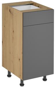 LANGEN šp | dolní skříňka D40S1 PUSH OPEN se zásuvkou a policí | 40 cm | UNI provedení | SOKL v CENĚ | artisan/šedá