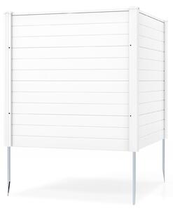 COSTWAY 2dílný zahradní plot 123 x 123 cm, plot se sloupky z pozinkovaného kovu a ochrannými krytkami, dekorativní plot jako ochrana před zvědavými pohledy, volně stojící plot, bílý