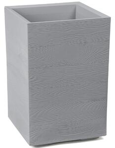 PLASTOVÝ KVĚTINÁČ NA KOLEČKÁCH BETONIQUE ECO 60X40X40 CM DŘEVĚNÝ DEKOR ŠEDÁ