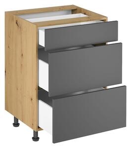 LANGEN šp | dolní skříňka D60S3 PUSH OPEN se 3 zásuvkami | 60 cm | SOKL v CENĚ | artisan/šedá
