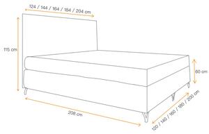 Boxspringová postel SHANNON - 140x200, béžová + topper ZDARMA