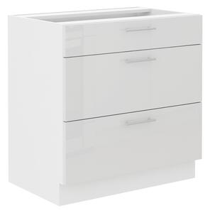 LARA wh | dolní skříňka 80D 3S se zásuvkami | 80 cm | VÝBĚR TYPU ZÁSUVEK | bílá lesk