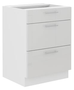 LARA wh | dolní skříňka 60D 3S se zásuvkami | 60 cm | VÝBĚR TYPU ZÁSUVEK | bílá lesk