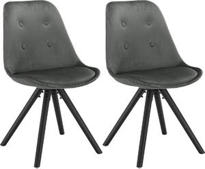 Happyment židle pro návštěvy Vivi - sada 2 židlí Eetkamer - Tmavě šedý samet - Dřevěné nohy - Výška 46 cm - Deluxe