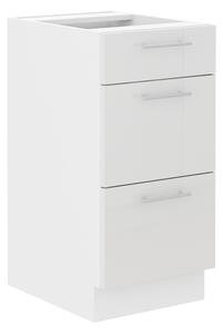 LARA wh | dolní skříňka 40D 3S se zásuvkami | 40 cm | VÝBĚR TYPU ZÁSUVEK | bílá lesk