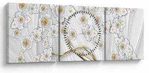 Obraz - Strom se zlatým dekorem (s hodinami) (90x30 cm)