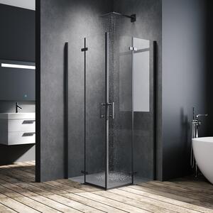 SONNI Black sprchový kout 100x100x195cm křídlové dveře skládací dveře rohové sprchové 6mm NANO čiré sklo závěsné skládací dveře rohové přístupové koupelna