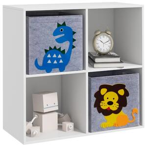 Dětská police ZONEKIZ s 2 úložnými boxy do dětského pokoje Bílá + Šedá 61,8 x 29,9 x 61,8 cm | Aosom