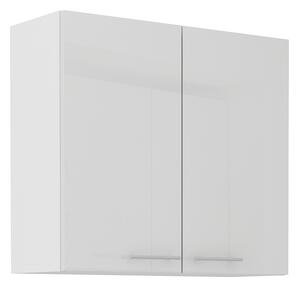 LARA wh | horní skříňka 80G-72 2F s policemi | 80 cm | bílá lesk