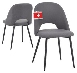 Jídelní židle Albatros s látkovým potahem, sada 2 židlí SILVI, šedobéžová - Stylový vintage design, látkový potah, čalouněná židle testovaná SGS - Moderní židle do kuchyně, jídelny nebo jídelního stolu