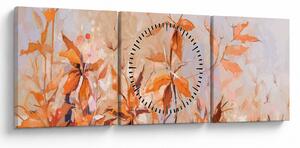 Obraz - Malované květiny (s hodinami) (90x30 cm)