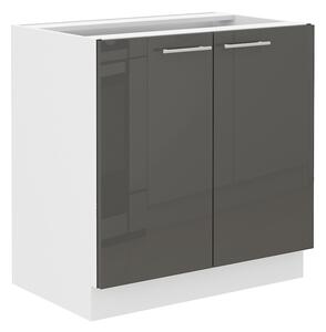 LARA gr | dolní skříňka 80ZL 2F dřezová | 80 cm | šedá lesk