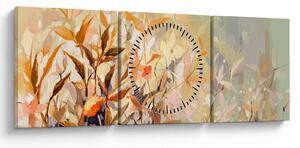 Obraz - Malované rostliny (s hodinami) (90x30 cm)