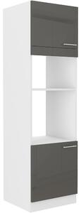 LARA gr | vysoká skříňka 60DPM-210 2F pro vestavnou troubu a mikrovlnku | 60 cm | UNI | šedá lesk