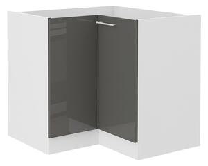 LARA gr | dolní skříňka 90x90 ND 2F rohová s policí | 90x90 cm | šedá lesk