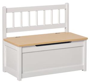 HOMCOM Úložný box na hračky pro děti s opěrkou a polstrovaným víkem nosnost 40 kg pro herny a ložnice 60x30x50 cm Bílá | Aosom